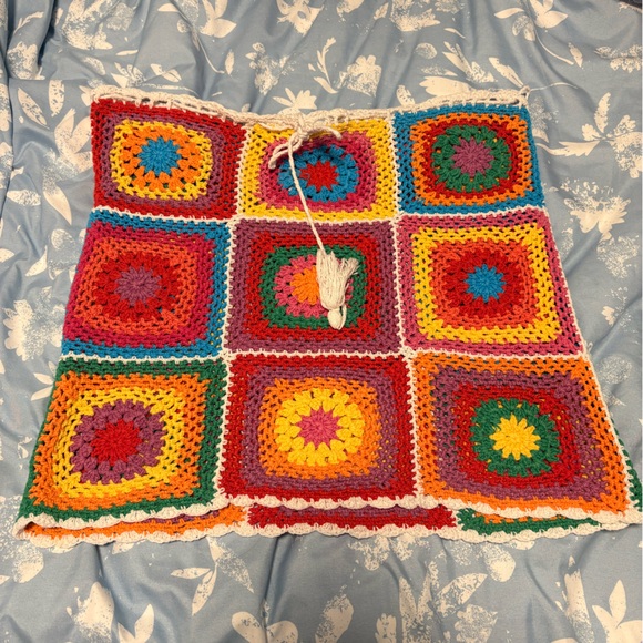 fluffy Dresses & Skirts - Multicolor Crochet Patchwork Mini Skirt